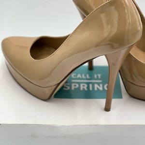 Tan Patent Platform high heel